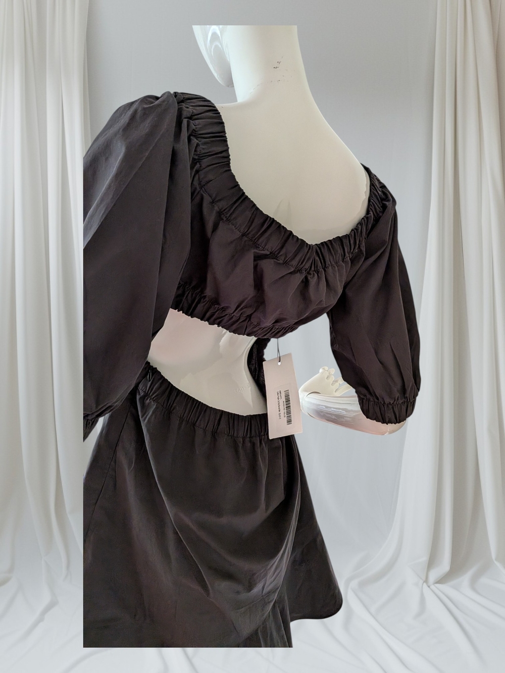 Karen Millen Black Mini Dress with Puff Sleeves